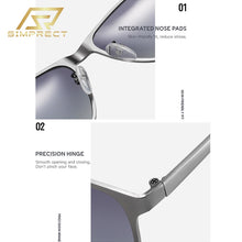Load image into Gallery viewer, SIMPRECT 2022 Polarized Sunglasses Men Square Mirror UV400 High Quality Metal Sun Glasses Vintage Retro Anti-glare Driving Gafas