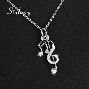 Trendy Music Notes Pendant Women Necklace Chain Silver Color Statement Jewelry Gifts Xl488 SSB