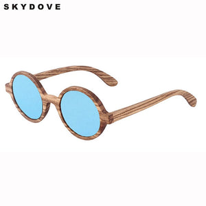 SKYDOVE Polarized  Wooden Sunglasses Men 2023 Vintage Kids Zebra Wood Sunglasses Round Women Bamboo Wood Sunglasses Men