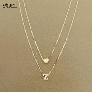 Fashion Tiny Heart Initial Necklace Women Personalize Letter Name Choker Necklace Collier Femme Jewelry Gift Accessory