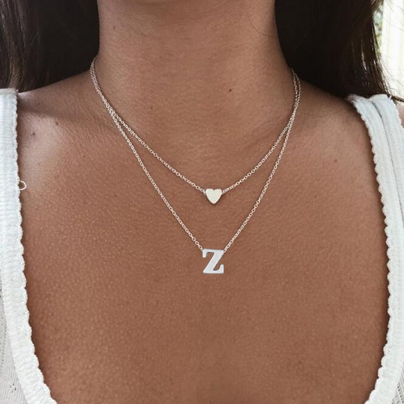 Fashion Tiny Heart Initial Necklace Women Personalize Letter Name Choker Necklace Collier Femme Jewelry Gift Accessory