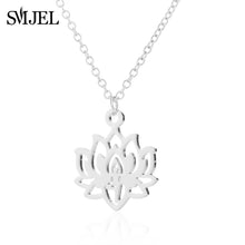 Load image into Gallery viewer, New Yoga Lotus Flower Stainless Steel Necklaces Silver Chain Young Sports Jewelry Women Necklaces&amp;Pendants Birthd Gifts