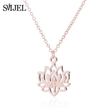 Load image into Gallery viewer, New Yoga Lotus Flower Stainless Steel Necklaces Silver Chain Young Sports Jewelry Women Necklaces&amp;Pendants Birthd Gifts