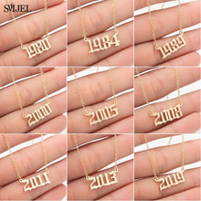 Carica l&#39;immagine nel visualizzatore di Gallery, Personalize Year Number Necklaces for Women Custom Year 1980 1989 2000 Birthday Gift from 1980 to 2019