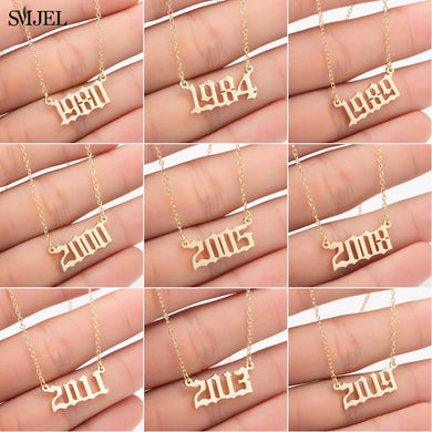 Personalize Year Number Necklaces for Women Custom Year 1980 1989 2000 Birthday Gift from 1980 to 2019