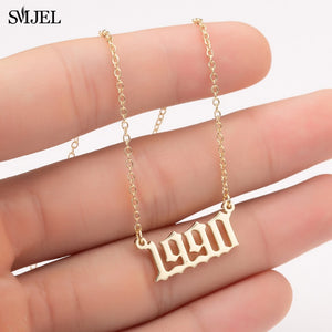 Personalize Year Number Necklaces for Women Custom Year 1980 1989 2000 Birthday Gift from 1980 to 2019