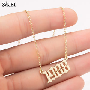 Personalize Year Number Necklaces for Women Custom Year 1980 1989 2000 Birthday Gift from 1980 to 2019