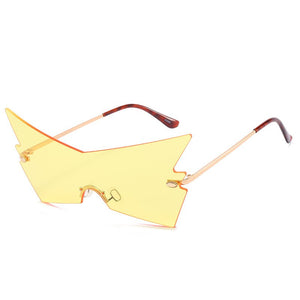 SMS Punk Rimless Sunglasses Women  Personality One Piece Eyeglasses Colorful Female Eyewear UV400 oculos de sol