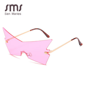 SMS Punk Rimless Sunglasses Women  Personality One Piece Eyeglasses Colorful Female Eyewear UV400 oculos de sol