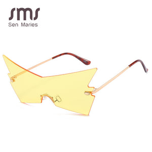 SMS Punk Rimless Sunglasses Women  Personality One Piece Eyeglasses Colorful Female Eyewear UV400 oculos de sol