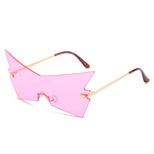 SMS Punk Rimless Sunglasses Women  Personality One Piece Eyeglasses Colorful Female Eyewear UV400 oculos de sol