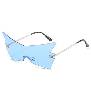 SMS Punk Rimless Sunglasses Women  Personality One Piece Eyeglasses Colorful Female Eyewear UV400 oculos de sol
