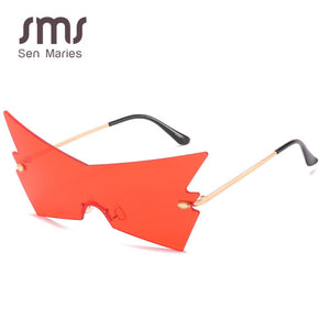 SMS Punk Rimless Sunglasses Women  Personality One Piece Eyeglasses Colorful Female Eyewear UV400 oculos de sol