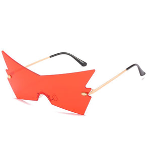 SMS Punk Rimless Sunglasses Women  Personality One Piece Eyeglasses Colorful Female Eyewear UV400 oculos de sol
