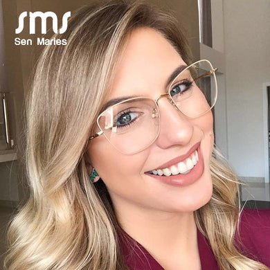 SMS Vintage Leopard Cat Eye Glasses Frame Women Clear Lens Optical Eyeglasses Frames Female Blue Light Blocking Glasses