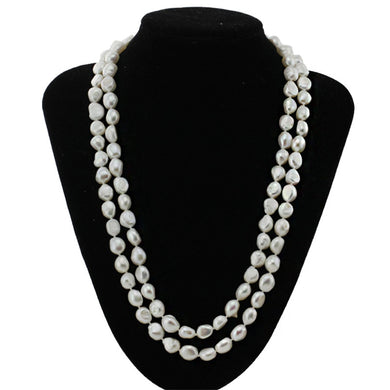 10mm baroque AA 120cm white with baroque shape pearl necklace for woman natural cultured pearl necklace