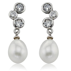 AAA 8-9mm white/peach/purple drop 100% real pearl earrings 925 sterling silver natural cultured pearl earrings