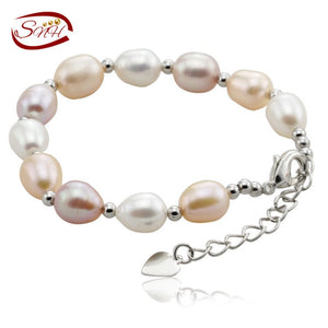 Jewelry Natural pearl bracelet 7.5-8.5mm Drop Shape Mixed Color pearl Bracelet