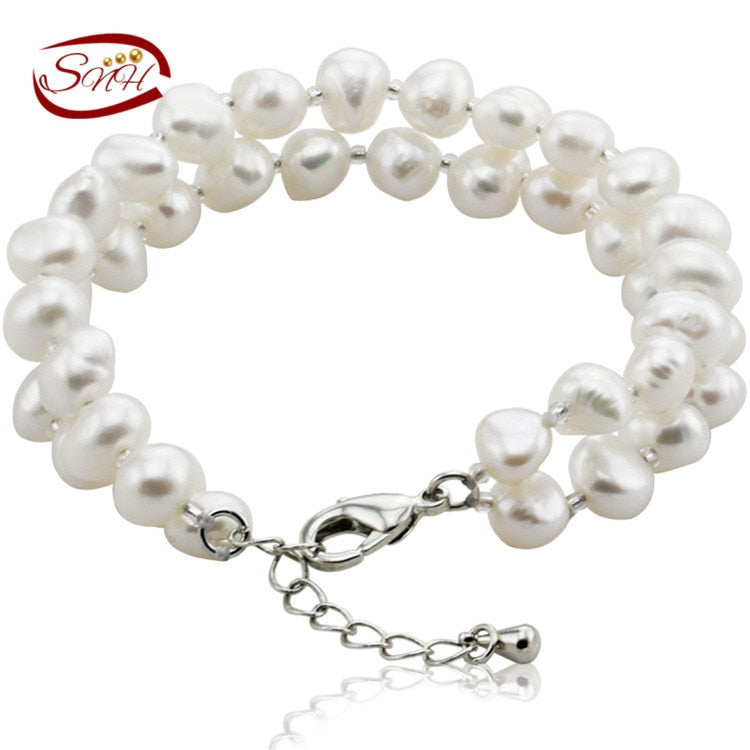 Bracciale con vere perle Bracciale con perle naturali barocche da donna 