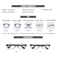 Load image into Gallery viewer, SNP1001-T Men ultam Prescription Glasses Square Myopia Full Frames Eyeglasses Male Business Style Optical Glasses