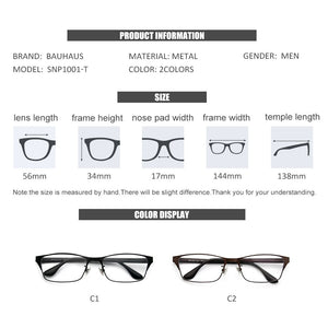 SNP1001-T Men ultam Prescription Glasses Square Myopia Full Frames Eyeglasses Male Business Style Optical Glasses