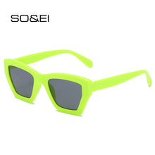 Load image into Gallery viewer, SO&amp;EI Cat Eye Women Sunglasses Retro Jelly Blue Eyewear Men Shades UV400 Polygon Square Green Pink Sun Glasses