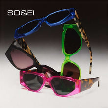 Load image into Gallery viewer, SO&amp;EI Colorful Cat Eye Women Sunglasses Clear Ocean Gradient Lens Fluorescent Green Eyewear Retro Men Sun Glasses Shades