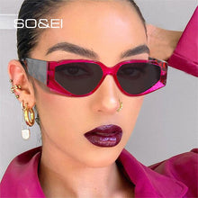 Load image into Gallery viewer, SO&amp;EI Colorful Cat Eye Women Sunglasses Clear Ocean Gradient Lens Fluorescent Green Eyewear Retro Men Sun Glasses Shades