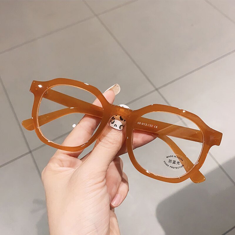 SO&EI Irregular Square Women Optical Glasses Frame Clear Anti Blue-Ray Lens Eyewear Vintage Men Wine Red Champagne Frame