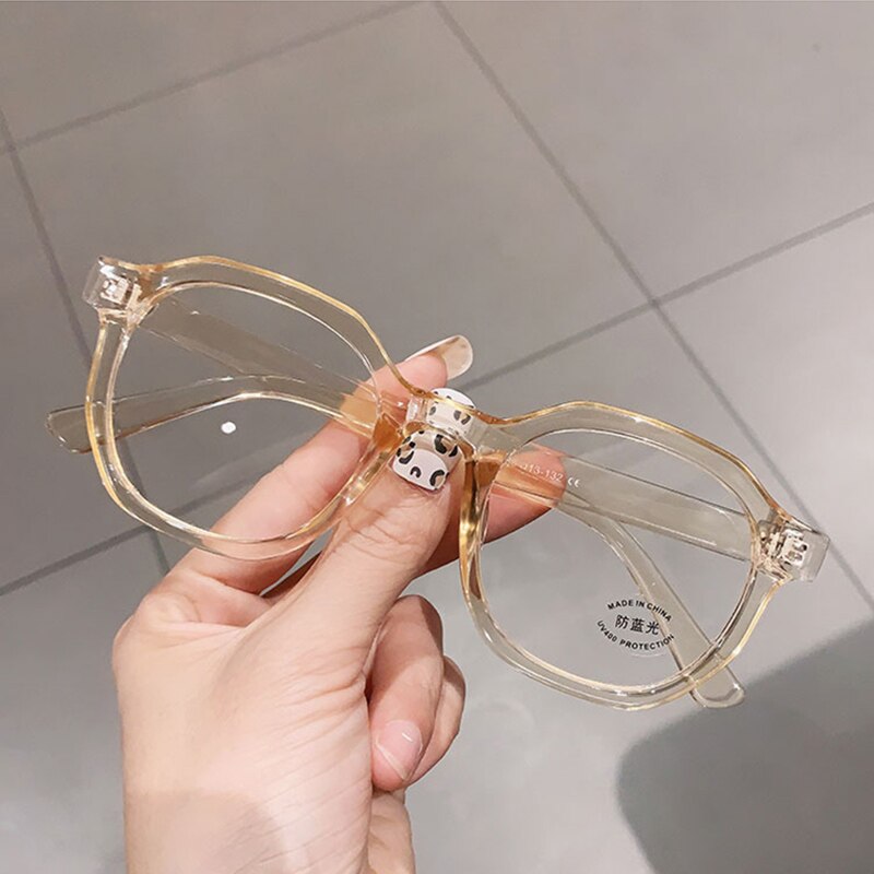 SO&EI Irregular Square Women Optical Glasses Frame Clear Anti Blue-Ray Lens Eyewear Vintage Men Wine Red Champagne Frame