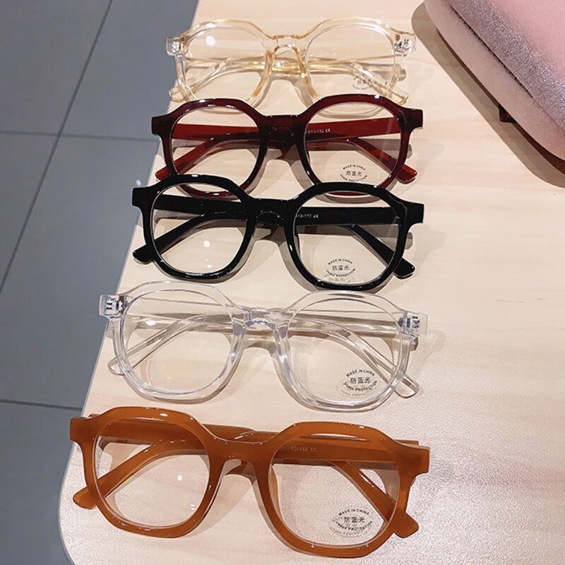 SO&EI Irregular Square Women Optical Glasses Frame Clear Anti Blue-Ray Lens Eyewear Vintage Men Wine Red Champagne Frame