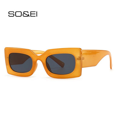 SO&EI Jelly Color Sunglasses Women Brand Designer Gray Gradient Eyewear Shades UV400 Men Orange Sun Glasses