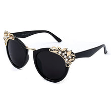 Load image into Gallery viewer, SO&amp;EI  Rhinestone Cat Eye Sunglasses Women Brand Designer Mirror Lens Eyewear Men Sun Glasses Shades UV400 Oculos