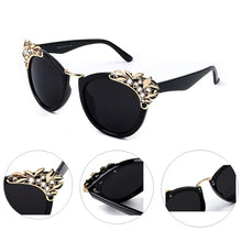 Load image into Gallery viewer, SO&amp;EI  Rhinestone Cat Eye Sunglasses Women Brand Designer Mirror Lens Eyewear Men Sun Glasses Shades UV400 Oculos