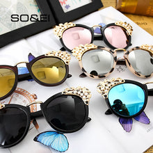 Load image into Gallery viewer, SO&amp;EI  Rhinestone Cat Eye Sunglasses Women Brand Designer Mirror Lens Eyewear Men Sun Glasses Shades UV400 Oculos
