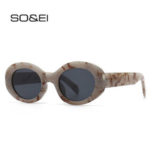 Load image into Gallery viewer, SO&amp;EI Oval Women Sunglasses Shades UV400 Brand Designer Men Retro Round Leopard Sun Glasses