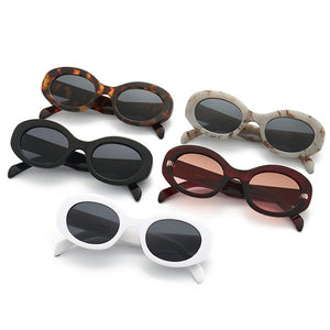 SO&EI Oval Women Sunglasses Shades UV400 Brand Designer Men Retro Round Leopard Sun Glasses