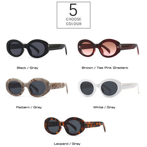 SO&EI Oval Women Sunglasses Shades UV400 Brand Designer Men Retro Round Leopard Sun Glasses