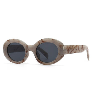 SO&EI Oval Women Sunglasses Shades UV400 Brand Designer Men Retro Round Leopard Sun Glasses