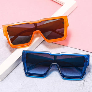 SO&amp;EI Occhiali da sole da donna quadrati oversize in un unico pezzo Occhiali da sole retrò da uomo per sport all'aria aperta Occhiali da sole UV400 Occhiali da sole verdi arancioni 