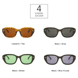 SO&EI Polygon Square Women Sunglasses Retro Rivets Decoration Eyewear Shades UV400 Men Leopard Tea Sun Glasses