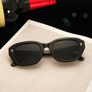 SO&EI Polygon Square Women Sunglasses Retro Rivets Decoration Eyewear Shades UV400 Men Leopard Tea Sun Glasses