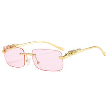 Load image into Gallery viewer, Fashion Rimless Rectangle Sunglasses Women Retro Cheetah Decoration Clear Ocean Lens Eyewear Men Sun Glasses Shades UV400