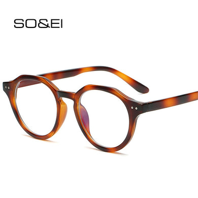 SO&EI Round Anti-Blu-Ray Women Glasses Frame Vintage Men Optical Frame Clear Lens Nails Eyewear Computer Goggles