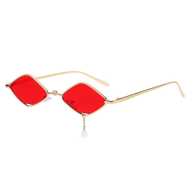 SO&EI Occhiali da sole quadrati piccoli da donna retrò punk in metallo trasparente con lenti oceaniche occhiali con pendente a catena occhiali da sole da uomo tonalità UV400 