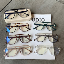 Load image into Gallery viewer, SO&amp;EI  Square Double Bridges TR90 Women Glasses Frame Clear Anti-Blu-Ray Eyewear Retro Men Optical Frame Computer Goggles