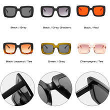 Load image into Gallery viewer, SO&amp;EI Square Gradient Women Sunglasses Vintage Oversized Champagne Leopard Eyewear Men Shades UV400 Sun Glasses