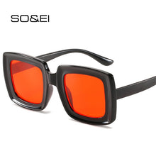 Load image into Gallery viewer, SO&amp;EI Square Gradient Women Sunglasses Vintage Oversized Champagne Leopard Eyewear Men Shades UV400 Sun Glasses