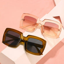 Load image into Gallery viewer, SO&amp;EI Square Gradient Women Sunglasses Vintage Oversized Champagne Leopard Eyewear Men Shades UV400 Sun Glasses