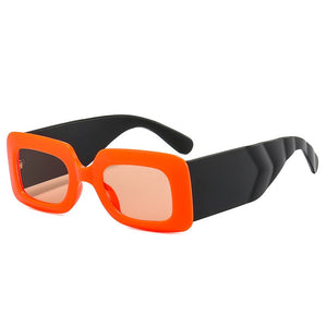 SO&EI Square Sunglasses Women Clear Colorful Eyewear Shades UV400 Men Trending Retro Wide Legs Sun Glasses